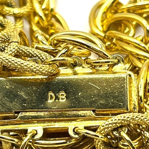 Multi stranded Gold Tone Necklace Chain Link Big Bold Statement Necklace Mobwife - Picture 13 of 14